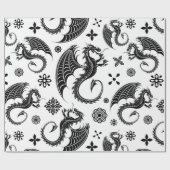 Dragon Black Shape Tattoo Style Geschenkpapier (Flach)