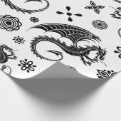 Dragon Black Shape Tattoo Style Geschenkpapier (Ecke)