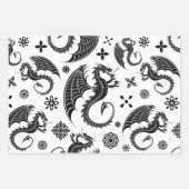 Dragon Black Shape Tattoo Style Geschenkpapier Set (Vorderseite 3)