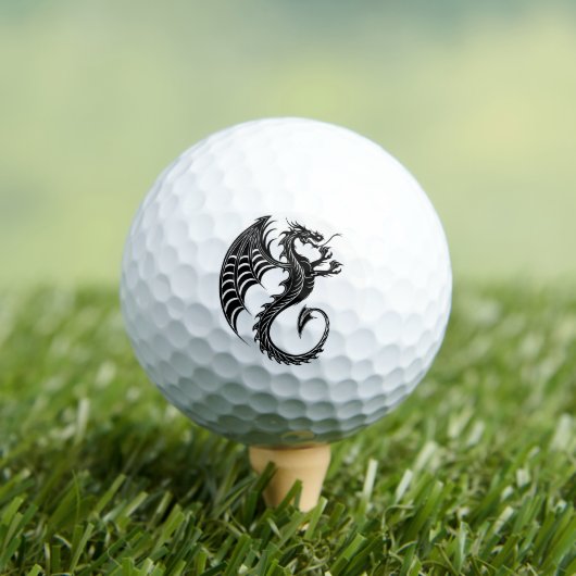 Dragon Black Shape Tattoo Style Golfball (Insitu T-Shirt)