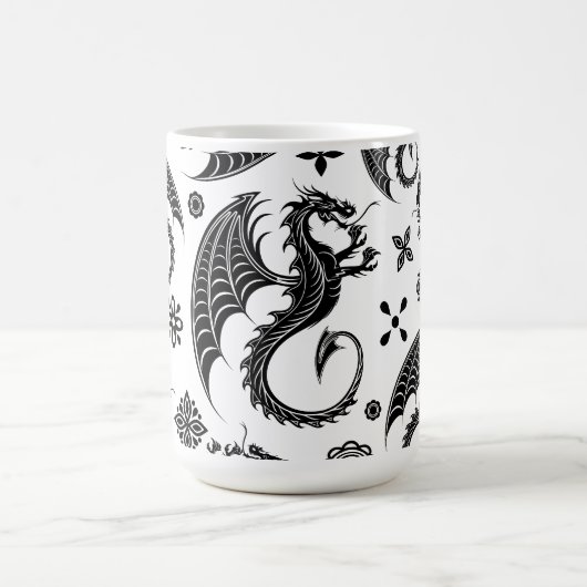 Dragon Black Shape Tattoo Style Kaffeetasse (Mittel)