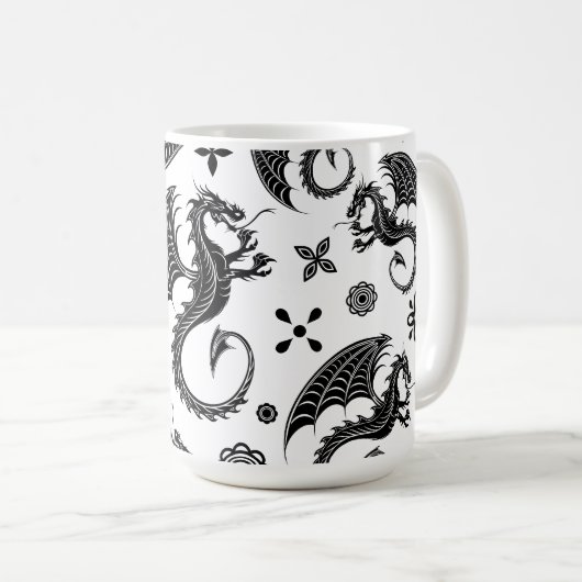 Dragon Black Shape Tattoo Style Kaffeetasse (VorderseiteRechts)