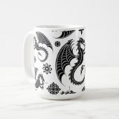 Dragon Black Shape Tattoo Style Kaffeetasse (Vorderseite Links)