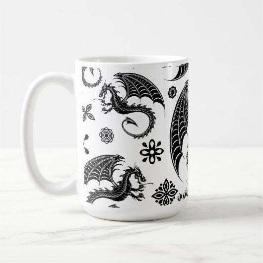 Dragon Black Shape Tattoo Style Kaffeetasse (Links)