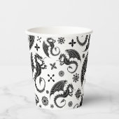 Dragon Black Shape Tattoo Style Pappbecher (Vorderseite)
