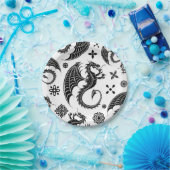 Dragon Black Shape Tattoo Style Pappteller (Party)