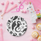 Dragon Black Shape Tattoo Style Pappteller (Party)