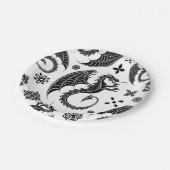 Dragon Black Shape Tattoo Style Pappteller (Schrägansicht)