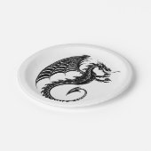 Dragon Black Shape Tattoo Style Pappteller (Schrägansicht)