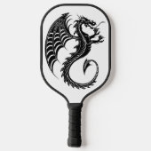 Dragon Black Shape Tattoo Style Pickleball Schläger (Rückseite)