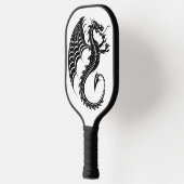 Dragon Black Shape Tattoo Style Pickleball Schläger (Links)