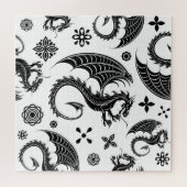Dragon Black Shape Tattoo Style Puzzle (Horizontal)