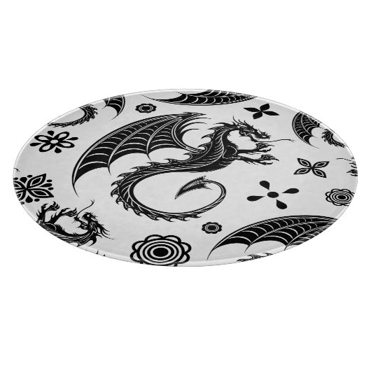 Dragon Black Shape Tattoo Style Schneidebrett (Ecke)
