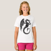 Dragon Black Shape Tattoo Style T-Shirt (Vorne ganz)