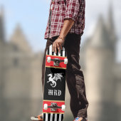 Dragon Black White Striped Monogram w Red Gold  Skateboard