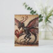 Dragon Bleeding Herz Dunkle Fantasie Postkarte (Stehend Vorderseite)