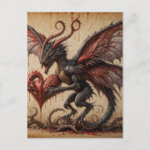 Dragon Bleeding Herz Dunkle Fantasie Postkarte (Vorderseite)