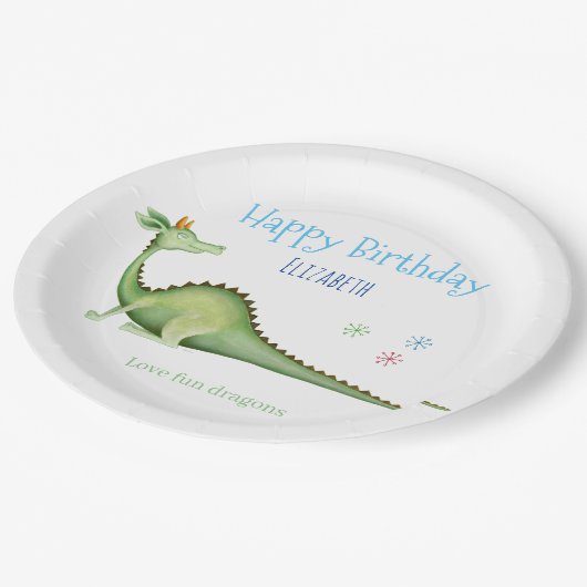 Dragon blickt zurück pappteller (Schrägansicht)