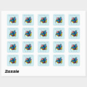 Dragon Blue Butterfly Blume Buchzeichen Quadratischer Aufkleber (Blatt)