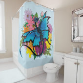 Dragon Blue Butterfly Blume Duschvorhang (Beispiel)