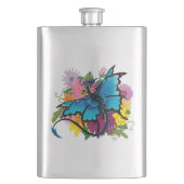 Dragon Blue Butterfly Blume Flachmann (Vorderseite)