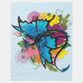 Dragon Blue Butterfly Blume Fleecedecke (Vorderseite)