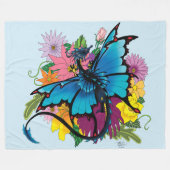 Dragon Blue Butterfly Blume Fleecedecke (Vorderseite (Horizontal))