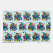 Dragon Blue Butterfly Blume Geschirrtuch (Horizontal)