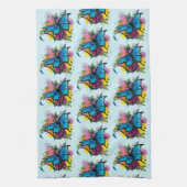 Dragon Blue Butterfly Blume Geschirrtuch (Vertikal)
