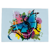 Dragon Blue Butterfly Blume Große Geschenktüte (Rückseite)