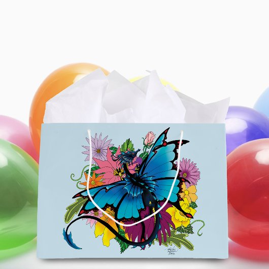 Dragon Blue Butterfly Blume Große Geschenktüte