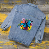 Dragon Blue Butterfly Blume Jeansjacke