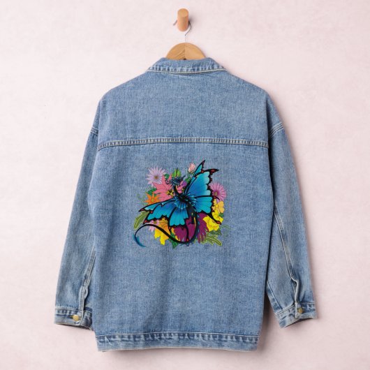 Dragon Blue Butterfly Blume Jeansjacke (Hangar)