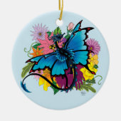 Dragon Blue Butterfly Blume Keramik Ornament (Vorne)