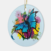 Dragon Blue Butterfly Blume Keramik Ornament (Links)