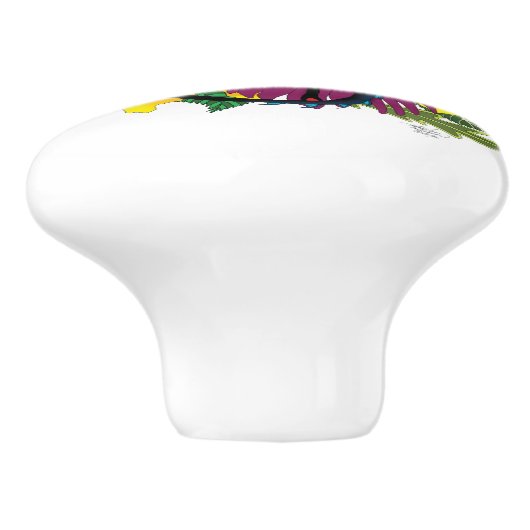 Dragon Blue Butterfly Blume Keramikknauf (Seitenansicht)