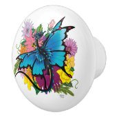 Dragon Blue Butterfly Blume Keramikknauf (Rechts)