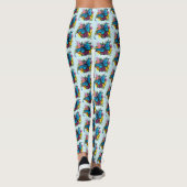 Dragon Blue Butterfly Blume Leggings (Rückseite)