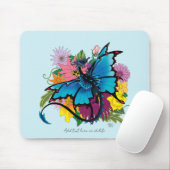 Dragon Blue Butterfly Blume Mousepad (Mit Mouse)