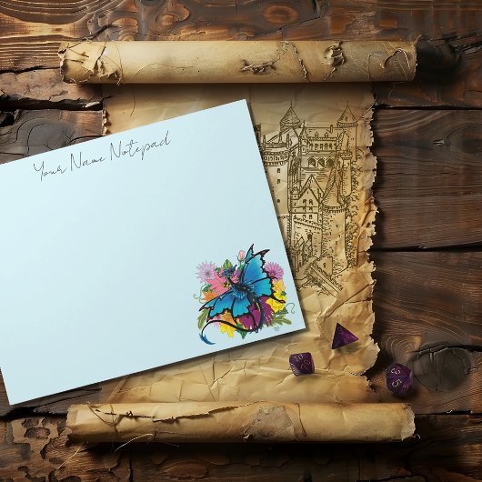 Dragon Blue Butterfly Blume Notizblock