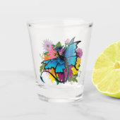 Dragon Blue Butterfly Blume Schnapsglas (Vorderseite)