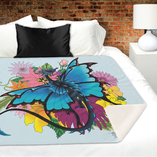 Dragon Blue Butterfly Blume Sherpadecke