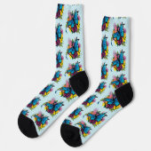 Dragon Blue Butterfly Blume Socken (Linkes Detail)