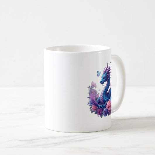Dragon Blume Schöne Kunstfarben Grafik Kaffeetasse (VorderseiteRechts)