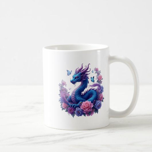 Dragon Blume Schöne Kunstfarben Grafik Kaffeetasse (Rechts)