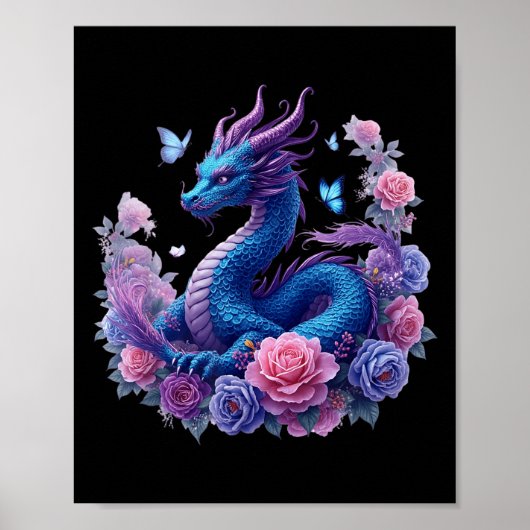 Dragon Blume Schöne Kunstfarben Grafik Poster (Vorne)