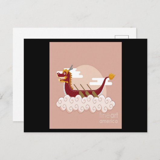 Dragon Boat Chinese Festival Sport Cartoon Wolken Postkarte (Vorne/Hinten)
