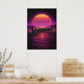 Dragon Boat Race, Retro Synthwave Modern Paddling Poster (Küche)