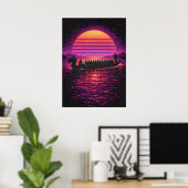 Dragon Boat Race, Retro Synthwave Modern Paddling Poster (Heimbüro)