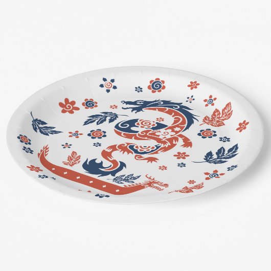 Dragon Boat Racing Design Pappteller (Schrägansicht)